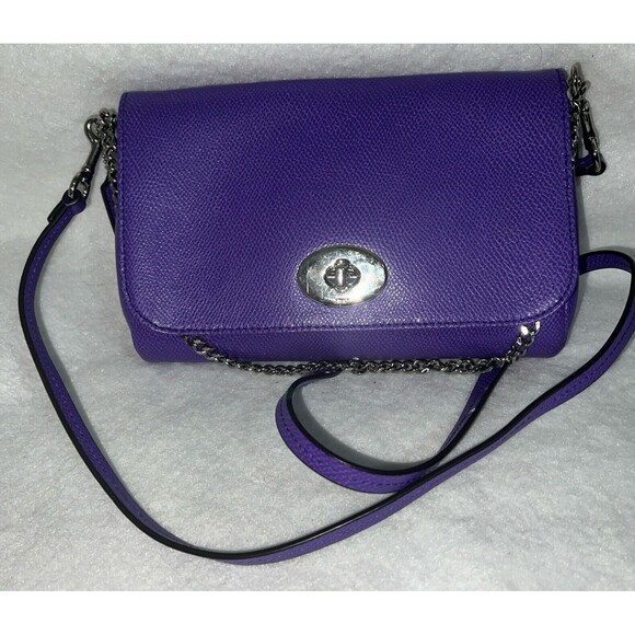 Coach Mini Ruby Cross Body Cross Grain Leather Bag -Purple Iris - $295 Excellent - Picture 3 of 11